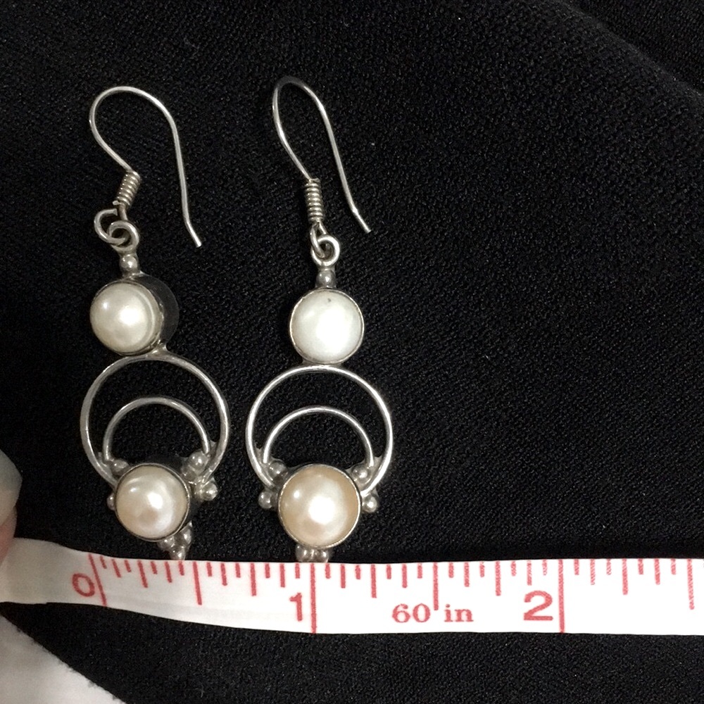 9.25 sterling silver filigree pearl earrings